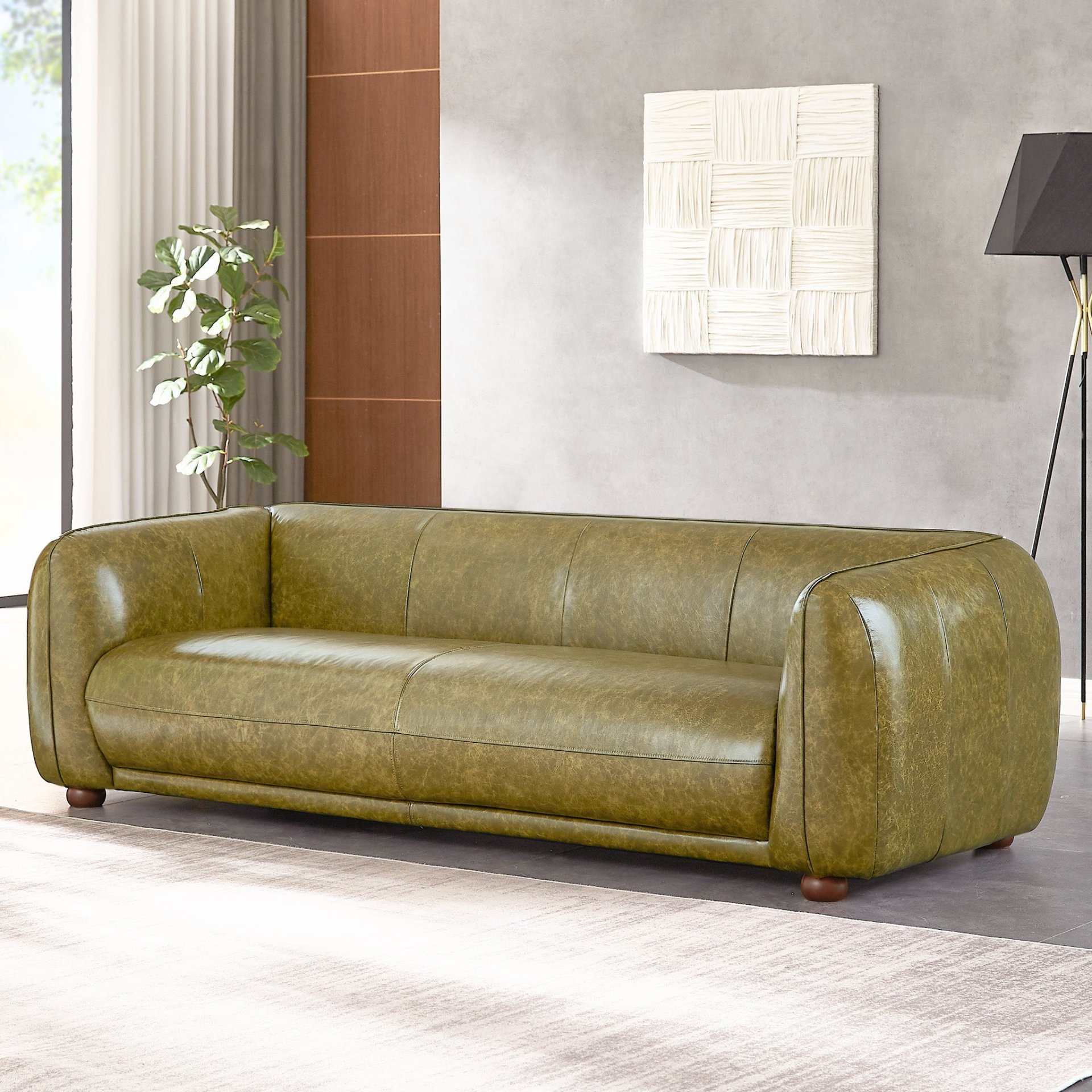 Marlon - Luxury Italian Leather Sofa - Green - Image 11