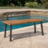 Della - Modern Industrial Dining Table With Acacia Wood Top - Teak - Image 2
