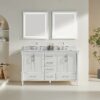 Freestanding Double Bathroom Vanity With Extra Black Handles - White - Image 2