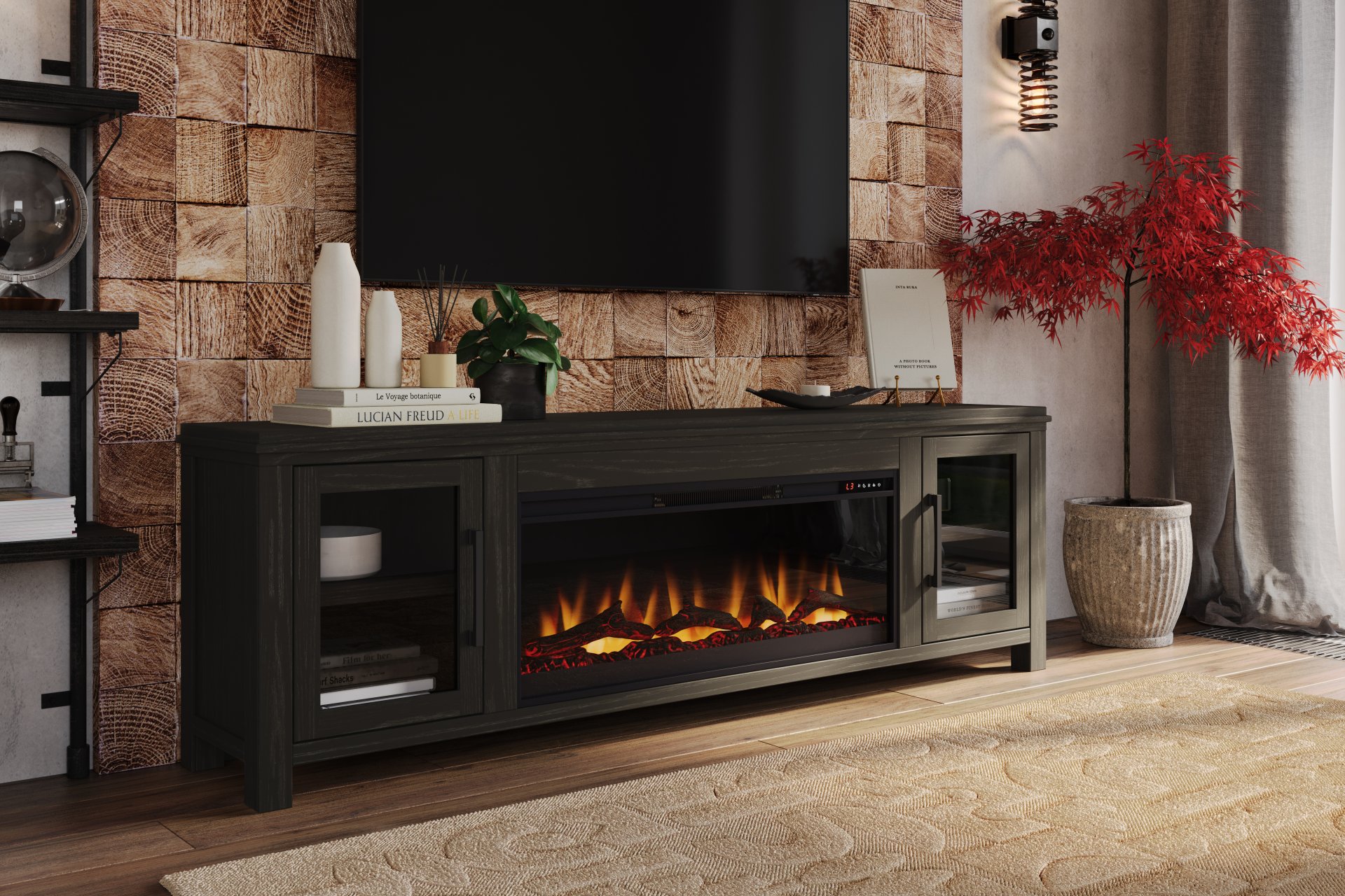 Tybee - Electric Fireplace TV Console For TVs Up To 95" - Clove - Image 4