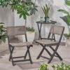 Bistro Foldable Chair With Wicker Backrest (Set of 2) - Gray / Brown - Image 4