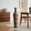 Tall Vase - Brown Decorative Floor Vase, Classic Neat Floor Vase Tall Freestanding Flower Holder, Artificial Rattan Vase, Floor Vase, Flower Holder For Home Decor - Gray - Image 4