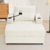 Modern Style Armchair Chaise Lounge Sofa Couch With Movable Storage Ottoman, USB Ports, Cup Holders, Phone Holder Chenille - Beige - Image 9