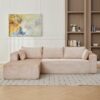 Compression Sectional Couch With Comfy Chaise, Boneless L Shape Sofa With Deep Seat, Minimalist Modular Couches Sleeper - Beige - Image 2