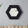 Hexagon Mirror With Solid Wood Frame, Wall Decor For Living Room Bathroom Hallway - Black - Image 2