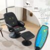 Massage Recliner Chair With Ottoman 360° Swivel Reclining Chair With Wrapped Base 5 Point Vibration Massage Seat Heating And 140° Adjustable Backrest - Black - Image 4