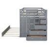 Full Over Full Bunk Bed With Twin Size Trundle And Staircase - Gray - Image 8