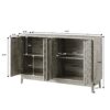 Modern Style Buffet Cabinet, Sideboard Buffet Cabinet With Storage, Storage Cabinet With 4 Diamond Shaped Relief Doors For Living Room, Dining Room, Entryway, Hallway, Kitchen - Gray - Gray - Image 3