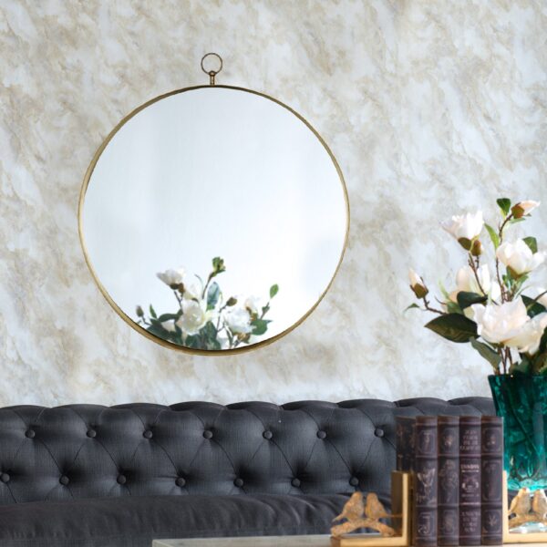Round Mirror, Circle Mirror With Iron Frame For Living Room Bedroom Vanity, Entryway Hallway - Gold