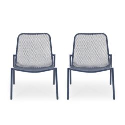 Kincaid - Stackable Iron Chairs Set - Matte Navy Blue
