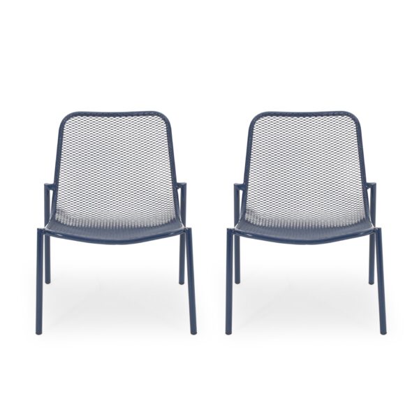 Kincaid - Stackable Iron Chairs Set - Matte Navy Blue