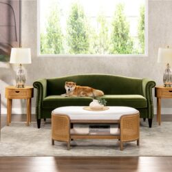 Elaine - Camel Back Small Space Sofa - Olive Green
