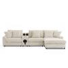 Sectional With Bluetooth Speakers L Shaped Couch With Console USB Charger, Cup Holders Storage Ottoman Deep And Wide Seat Cloud Sofa - Cream - Image 25