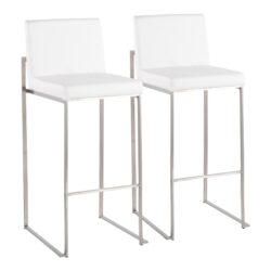 Fuji - Contemporary High Back Barstool (Set of 2) - White