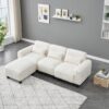 Teddy Fleece Creative Sofa Can Be Assembled Into A Two-Seater Sofa Plus A Single Couch With Three Waist Pillows To Perfectly Stretch Your Waist For Small Apartment Bedroom Spaces - Beige - Image 3