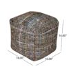 Koki - Handcrafted Fabric Pouf Recycled Denim And Paper Chindi - Khaki - Image 3