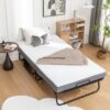 Folding Bed With Mattress, Sportable Foldable Bed With Storage Cover, Srollaway Bed For Adults With Memory Foam Mattress And Metal Frame, Scot Size Guest Bed On Wheels - Black - Image 4