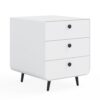 Modern Night Stand Storage Cabinet For Living Room Bedroom, Steel Cabinet With 3 Drawers, Bedside Furniture, Circular Handle - White - Image 2
