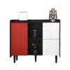 Modern Sideboard Buffet Cabinet With Doors And Unique Panel Styling - Black / Red - Image 17