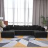 Modular U-Shaped Sectional Sofa, 4 Seater Chaise Lounge With Reversible Design Striped - Black - Image 2