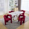 Contemporary Upholstered Accent / Dining Chair (Set of 2) Teddy Velvet Fabric With Sturdy Steel Frame - Red - Image 11