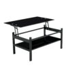 Glass Lift Top Coffee Table, Modern Simple 2-Layer Tempered Glass Coffee Table For Living Room - Black - Image 16