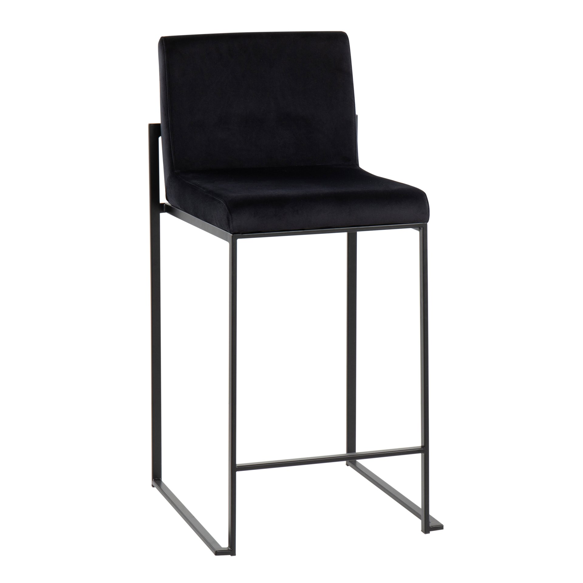 Fuji - Contemporary High Back Counter Stool (Set of 3) - Black - Image 2