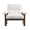 Modern Accent Chair With Ottoman, Mid Century Lounge Chair With Footrest, Comfy Fabric Armchair Upholstered Set With Solid Wood Frame For Living Room - White - Image 9