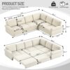 L-Shaped Sofa Couch With Pull Out Bed With Nailhead Trim & Rolled Arm, Sectional Couches, For Living Room - Beige - Image 3
