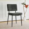 Modern Dining Chair (Set of 2) Fabric Upholstered With Black Metal Legs, Home And Bedroom Use - Gray - Image 5