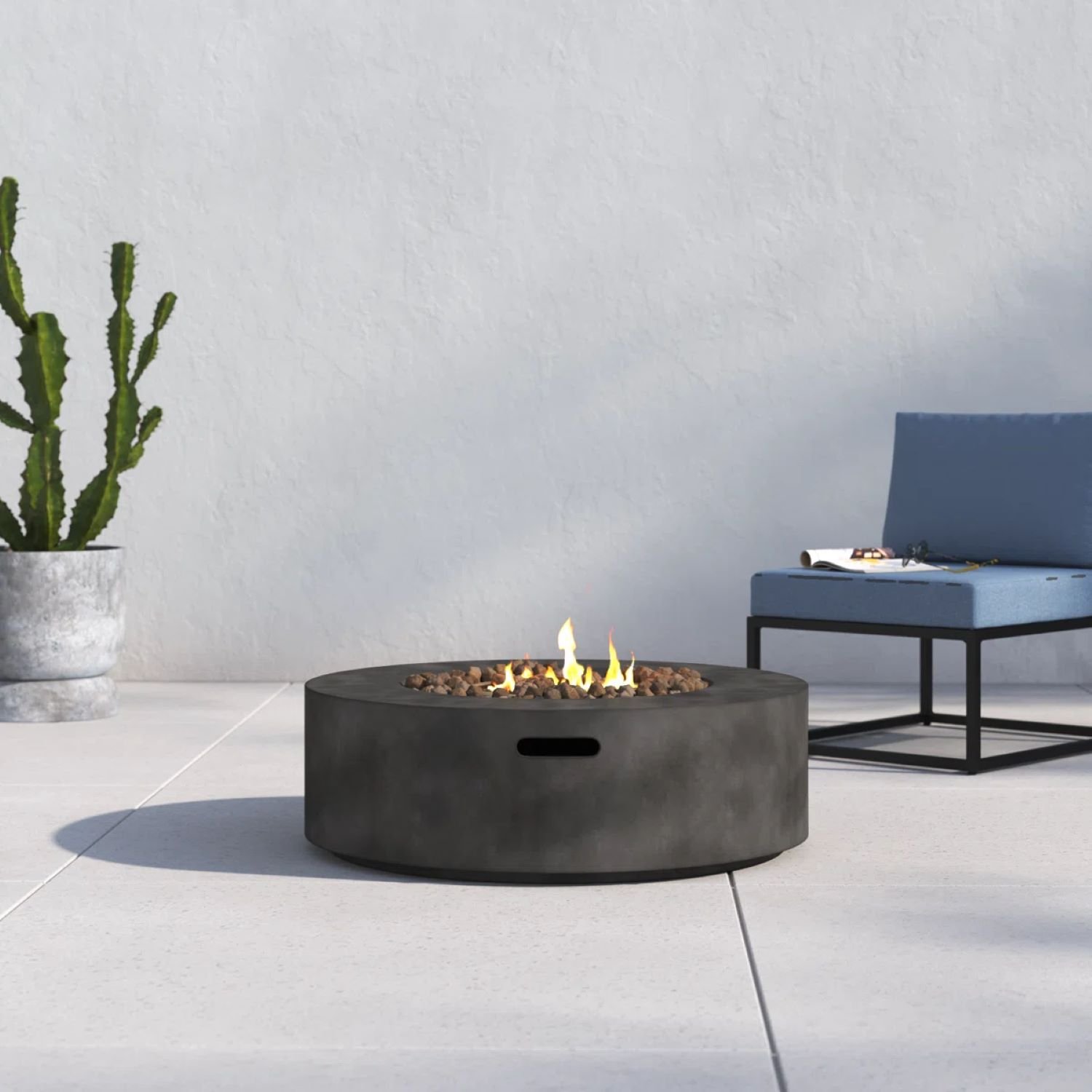 Fibre Reinforced Outdoor Fire Pit Table - Charcoal - Image 2