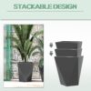 Outsunny - 18", 15.25", 11.75" Tall Planters (Set of 3), Indoor Outdoor Planters With Drainage Holes, Stackable Flower Pots For Garden, Patio, Balcony, Front Door - Gray - Image 4