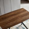 Modern Minimalist Style Dining Table MDF Wooden Top Metal Shelf Metal Heat Transfer Legs Leveling Feet For Dining Room Kitchen Office Table - Walnut / Black - Image 6
