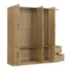 3 Door Storage Wardrobe For Dedroom With Shelves And 2 Drawers, Side Storage Shelves - Nature - Image 6