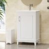 Modern Small Bathroom Vanity Cabinet With Ceramic Basin, Ample Storage, 1 Soft-Close Door - White - Image 6