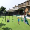 Interesting Four Function Swingset With Face To Face Metal Plastic Safe Swing Seat 550Lbs For Outdoor Playground For Age 3+ - Blackish Green - Image 2