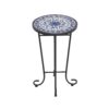 French Country Patio Side Table With Vibrant Tile Top - Blue / Black - Image 7