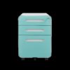 Simple Style 3 Drawer Mobile File Cabinet Under Desk Office Storage - White / Green - Image 4