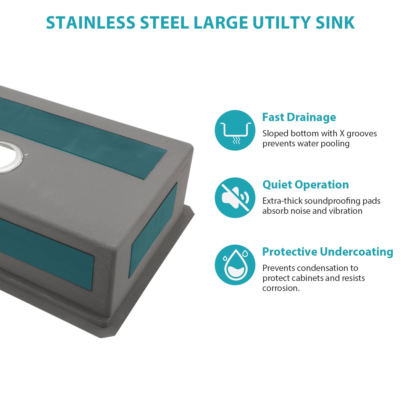 30" Undermount Kitchen Sink Single Bowl 16 Gauge T304 Ledge Workstation With 3Mm Silencer Pad - Brushed Nickel - Image 10