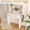 Elegant LED Mirror Vanity Dressing Table With Adjustable Lights, Drawers & Storage - White - Image 17