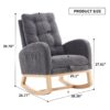 Accent Rocking Chair With Footrest High Back Rubber Wood Rocking Legs Bedroom Living Space - Gray - Image 3