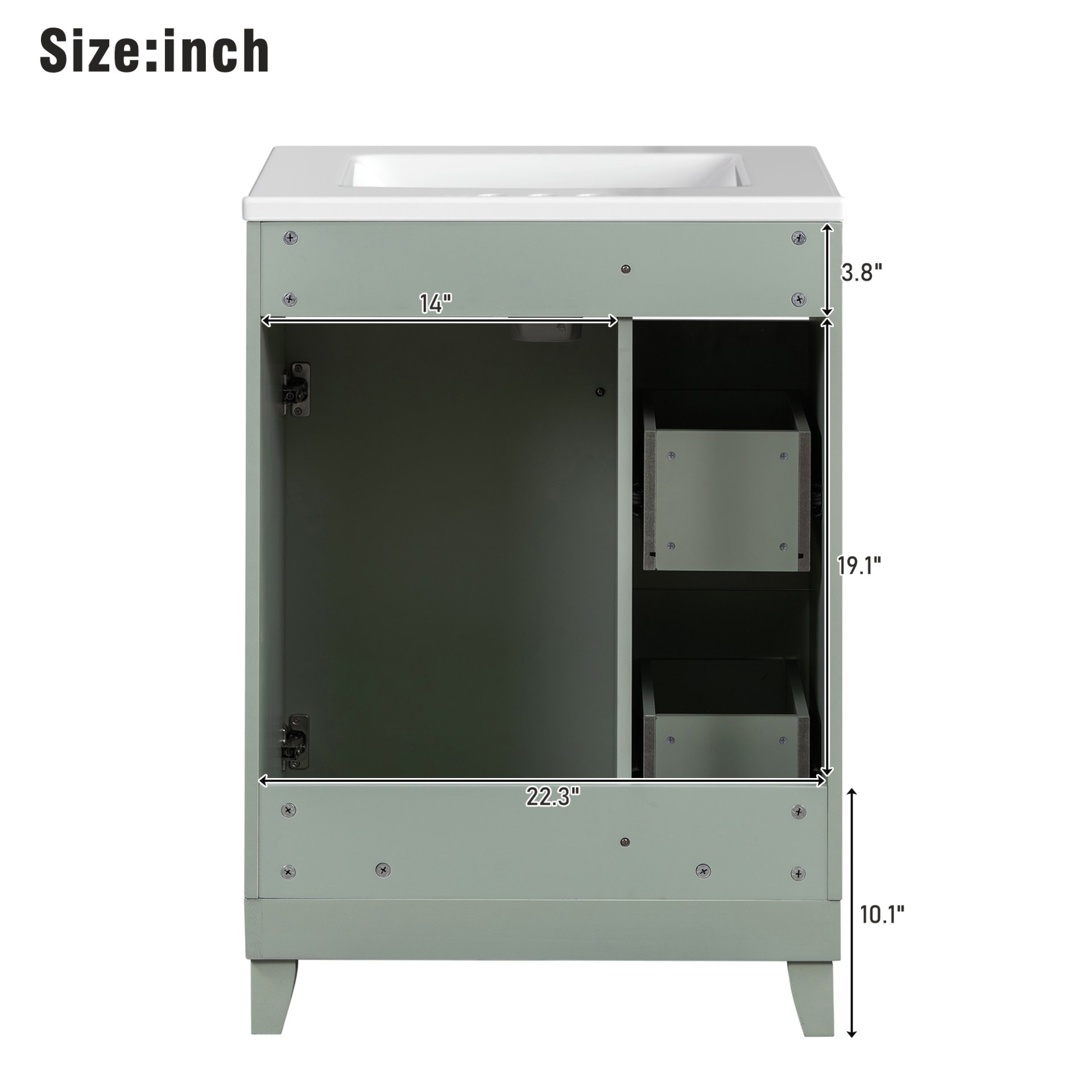 24" Bathroom Vanity Cabinet With Sink - Green - Image 10