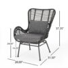 Outdoor Wicker Club Chairs With Cushions (Set of 2) - Gray - Image 3