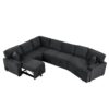 L-Shaped Sofa Sectional Sofa Couch Pull-Out Sofa Bed With Charging Devices And Cup Holders For Living Room - Blue Black - Image 19