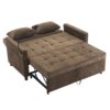 Loveseat Sofa Pull Out Sofa Bed Sleeper Sofa With A Reversible Backrest Cushion, Side Pockets, 2 USB Ports And A Phone Holder For Living Room - Brown - Image 20