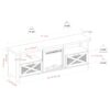 Industrial Farmhouse Metal Mesh Drop Down X Door 70" Fireplace TV Stand For 80" TVs - Stone Gray - Image 6