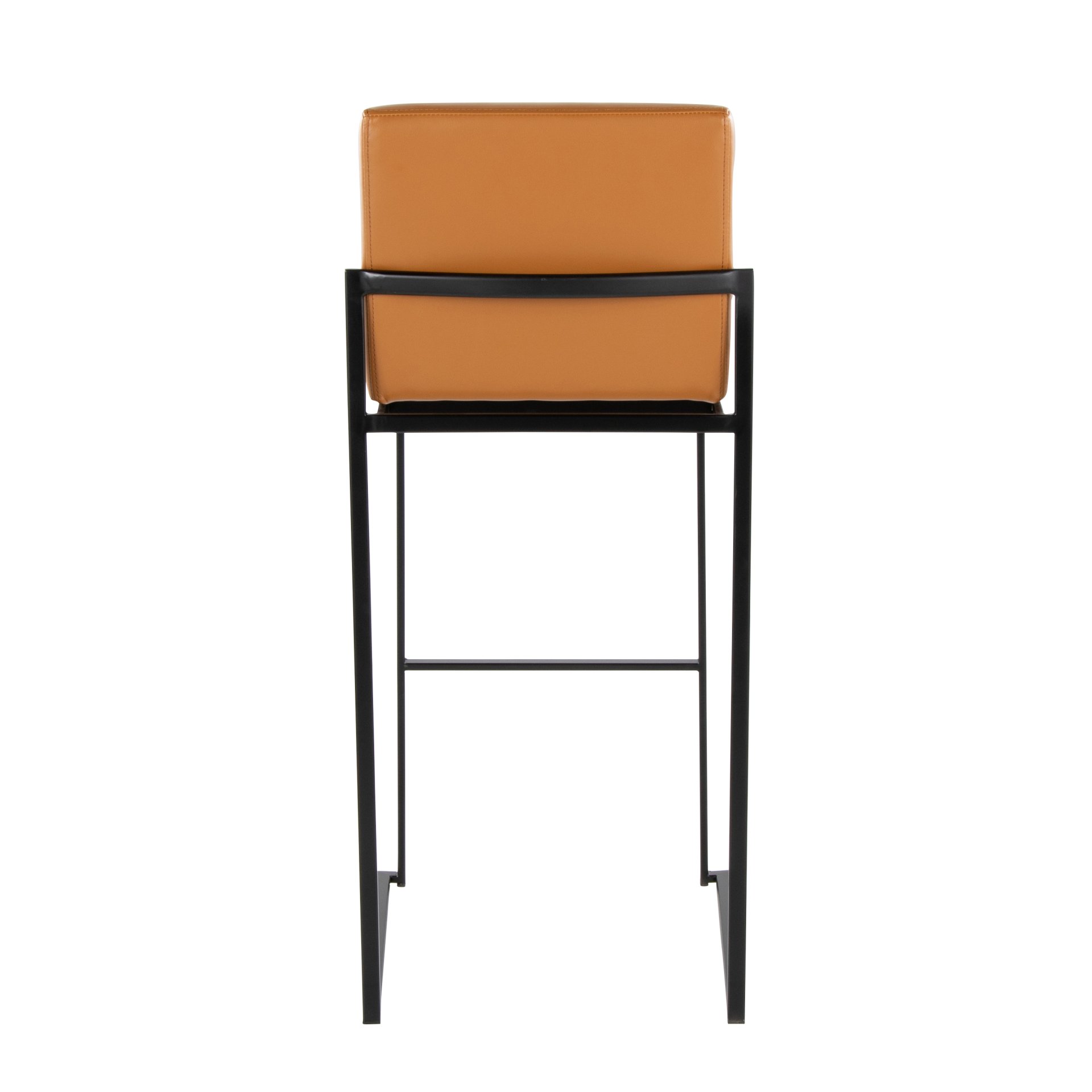 Fuji - Contemporary High Back Barstool (Set of 2) - Black / Camel - Image 5