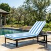 2 Pieces Set Outdoor Lounge Chair Cushion Replacement Patio Furniture Seat Cushion Chaise Lounge Cushion - Blue Stripe / White - Image 2