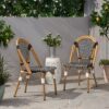 Outdoor Rattan And Aluminum French Bistro Chair Set - Black / White - Image 4