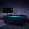 Modern Smart Coffee Table With Built-In Fridge - Bluetooth Speaker, Wireless Charging, Touch Control Panel, USB Interface, Outlet Protection, Atmosphere Light - Black - Image 10